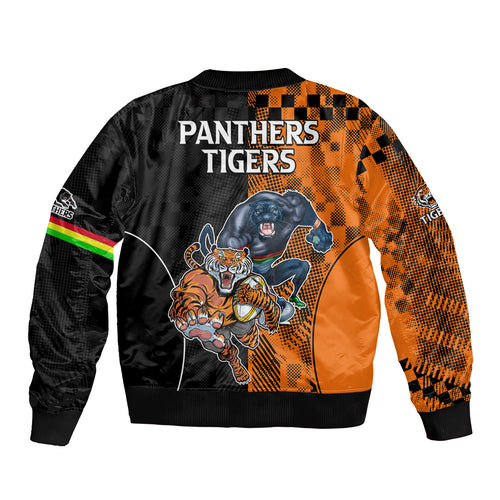 NRL Tigers Combine Panthers Rugby Bomber Jacket Sporty Style LT9