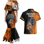 NRL Tigers Combine Panthers Rugby Couples Matching Mermaid Dress and Hawaiian Shirt Sporty Style LT9