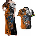 NRL Tigers Combine Panthers Rugby Couples Matching Off Shoulder Maxi Dress and Hawaiian Shirt Sporty Style LT9