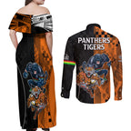 NRL Tigers Combine Panthers Rugby Couples Matching Off Shoulder Maxi Dress and Long Sleeve Button Shirts Sporty Style LT9