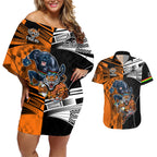 NRL Tigers Combine Panthers Rugby Couples Matching Off Shoulder Short Dress and Hawaiian Shirt Sporty Style LT9