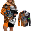 NRL Tigers Combine Panthers Rugby Couples Matching Off Shoulder Short Dress and Long Sleeve Button Shirts Sporty Style LT9