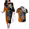 NRL Tigers Combine Panthers Rugby Couples Matching Off The Shoulder Long Sleeve Dress and Hawaiian Shirt Sporty Style LT9