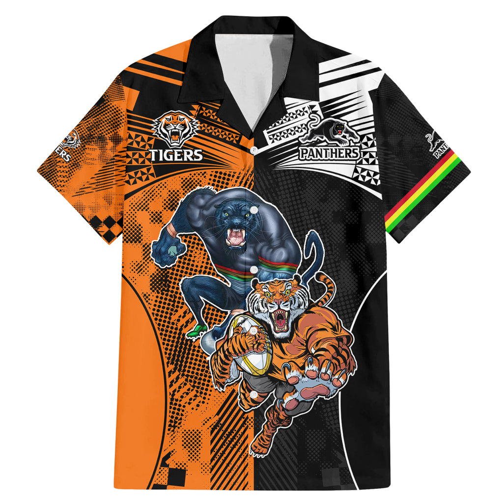 NRL Tigers Combine Panthers Rugby Family Matching Mermaid Dress and Hawaiian Shirt Sporty Style LT9
