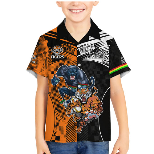NRL Tigers Combine Panthers Rugby Family Matching Mermaid Dress and Hawaiian Shirt Sporty Style LT9
