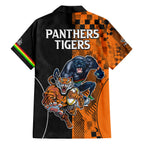 NRL Tigers Combine Panthers Rugby Family Matching Off Shoulder Short Dress and Hawaiian Shirt Sporty Style LT9