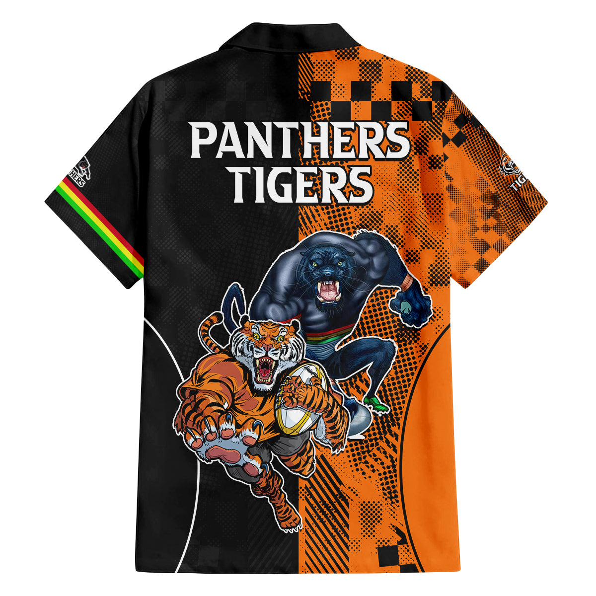 NRL Tigers Combine Panthers Rugby Family Matching Off Shoulder Short Dress and Hawaiian Shirt Sporty Style LT9