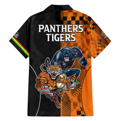 NRL Tigers Combine Panthers Rugby Family Matching Off Shoulder Short Dress and Hawaiian Shirt Sporty Style LT9