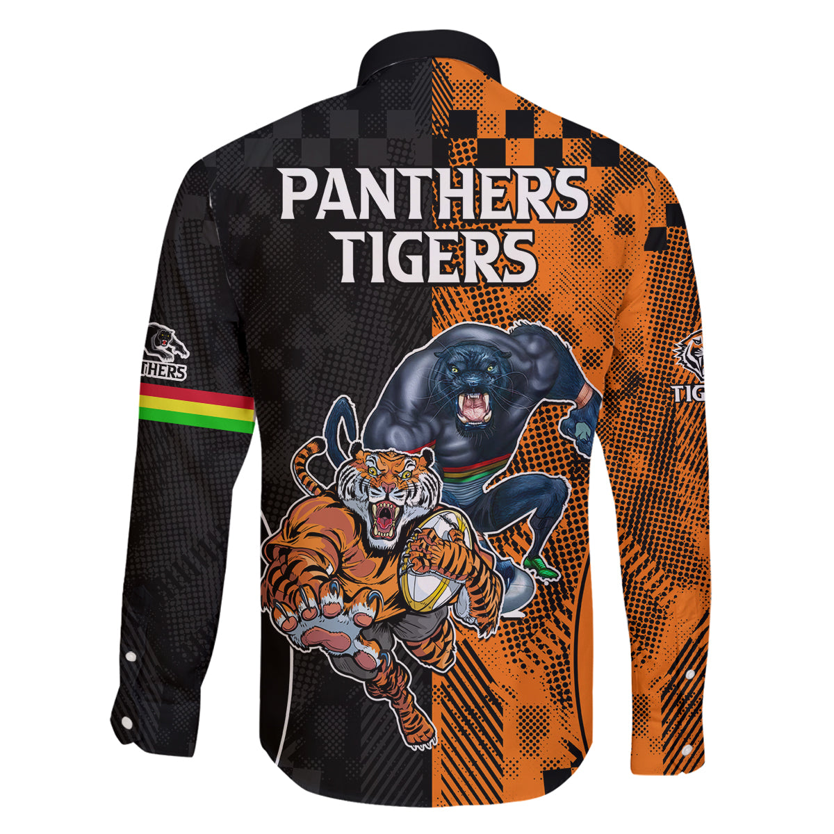 NRL Tigers Combine Panthers Rugby Family Matching Off Shoulder Short Dress and Hawaiian Shirt Sporty Style LT9