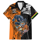 NRL Tigers Combine Panthers Rugby Family Matching Off Shoulder Long Sleeve Dress and Hawaiian Shirt Sporty Style LT9