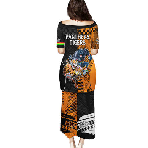 NRL Tigers Combine Panthers Rugby Family Matching Puletasi Dress and Hawaiian Shirt Sporty Style LT9
