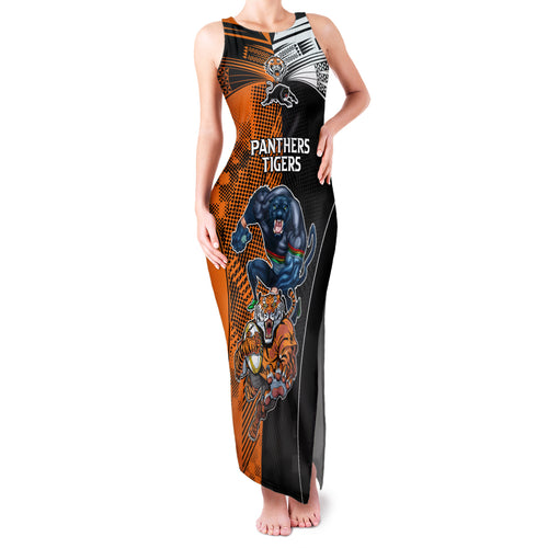 NRL Tigers Combine Panthers Rugby Family Matching Tank Maxi Dress and Hawaiian Shirt Sporty Style LT9
