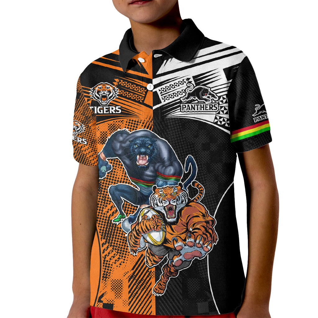 NRL Tigers Combine Panthers Rugby Kid Polo Shirt Sporty Style LT9