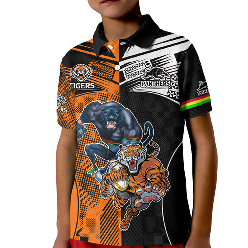 NRL Tigers Combine Panthers Rugby Kid Polo Shirt Sporty Style LT9