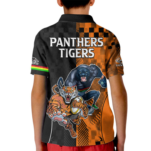 NRL Tigers Combine Panthers Rugby Kid Polo Shirt Sporty Style LT9