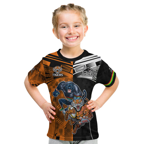 NRL Tigers Combine Panthers Rugby Kid T Shirt Sporty Style LT9