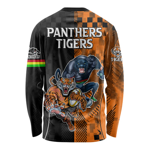 NRL Tigers Combine Panthers Rugby Long Sleeve Shirt Sporty Style LT9