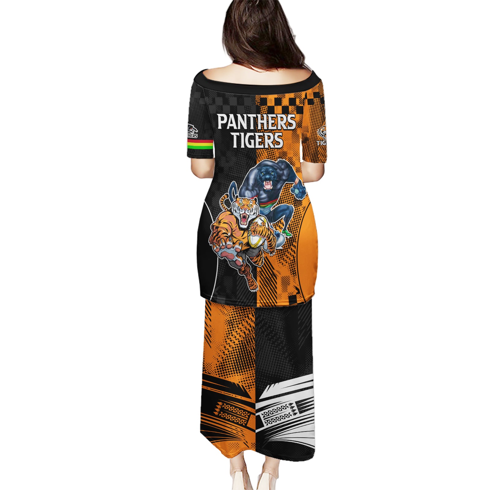 NRL Tigers Combine Panthers Rugby Puletasi Sporty Style LT9