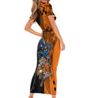 NRL Tigers Combine Panthers Rugby Short Sleeve Bodycon Dress Sporty Style LT9