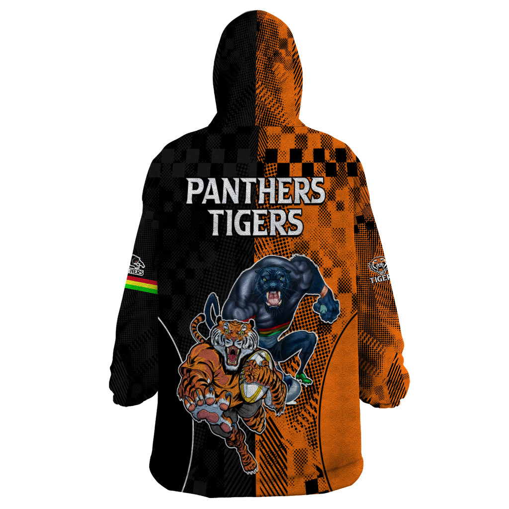 NRL Tigers Combine Panthers Rugby Wearable Blanket Hoodie Sporty Style LT9