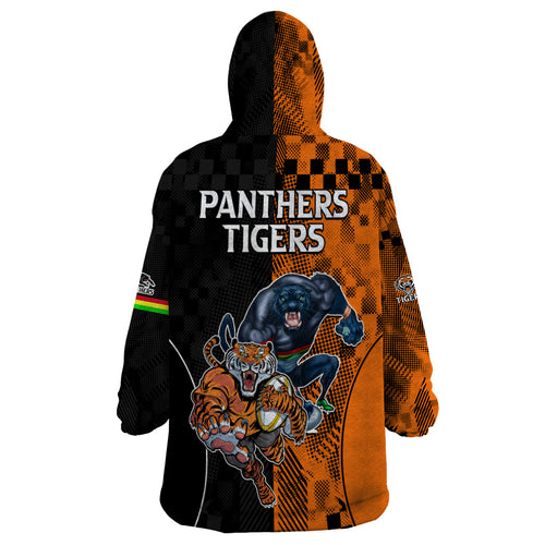 NRL Tigers Combine Panthers Rugby Wearable Blanket Hoodie Sporty Style LT9