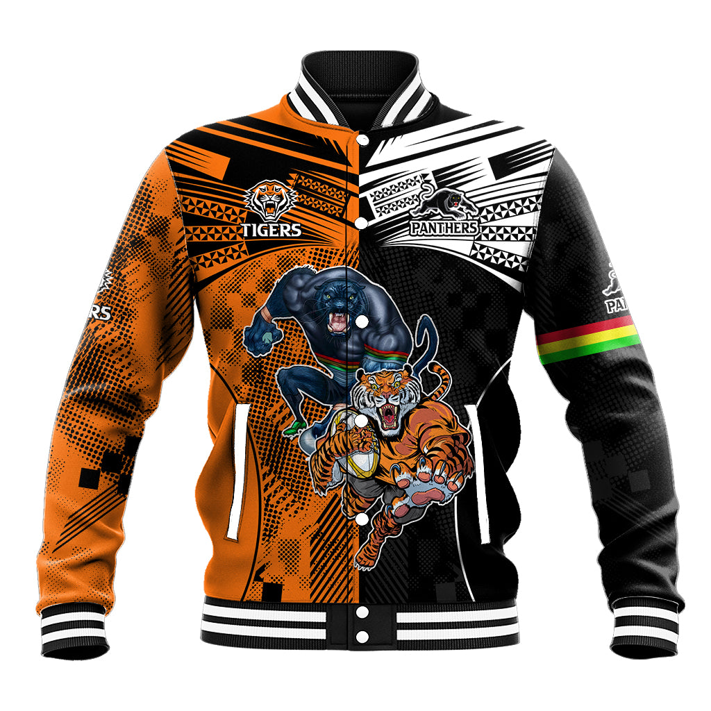 Custom NRL Tigers Combine Panthers Rugby Baseball Jacket Sporty Style LT9