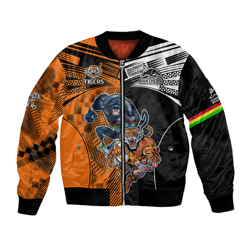 Custom NRL Tigers Combine Panthers Rugby Bomber Jacket Sporty Style LT9