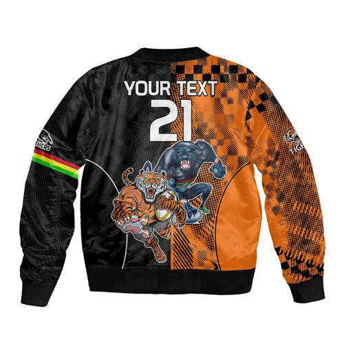 Custom NRL Tigers Combine Panthers Rugby Bomber Jacket Sporty Style LT9