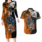 Custom NRL Tigers Combine Panthers Rugby Couples Matching Long Sleeve Bodycon Dress and Hawaiian Shirt Sporty Style LT9