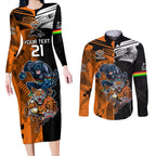 Custom NRL Tigers Combine Panthers Rugby Couples Matching Long Sleeve Bodycon Dress and Long Sleeve Button Shirts Sporty Style LT9