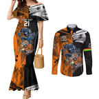 Custom NRL Tigers Combine Panthers Rugby Couples Matching Mermaid Dress and Long Sleeve Button Shirts Sporty Style LT9