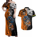 Custom NRL Tigers Combine Panthers Rugby Couples Matching Off Shoulder Maxi Dress and Hawaiian Shirt Sporty Style LT9