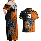 Custom NRL Tigers Combine Panthers Rugby Couples Matching Off Shoulder Maxi Dress and Hawaiian Shirt Sporty Style LT9