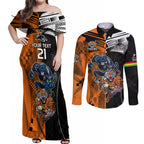 Custom NRL Tigers Combine Panthers Rugby Couples Matching Off Shoulder Maxi Dress and Long Sleeve Button Shirts Sporty Style LT9