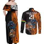Custom NRL Tigers Combine Panthers Rugby Couples Matching Off Shoulder Maxi Dress and Long Sleeve Button Shirts Sporty Style LT9
