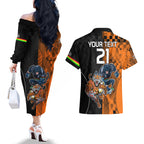 Custom NRL Tigers Combine Panthers Rugby Couples Matching Off The Shoulder Long Sleeve Dress and Hawaiian Shirt Sporty Style LT9