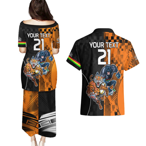 Custom NRL Tigers Combine Panthers Rugby Couples Matching Puletasi Dress and Hawaiian Shirt Sporty Style LT9