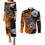 Custom NRL Tigers Combine Panthers Rugby Couples Matching Puletasi Dress and Long Sleeve Button Shirts Sporty Style LT9