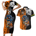 Custom NRL Tigers Combine Panthers Rugby Couples Matching Short Sleeve Bodycon Dress and Hawaiian Shirt Sporty Style LT9