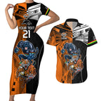 Custom NRL Tigers Combine Panthers Rugby Couples Matching Short Sleeve Bodycon Dress and Hawaiian Shirt Sporty Style LT9