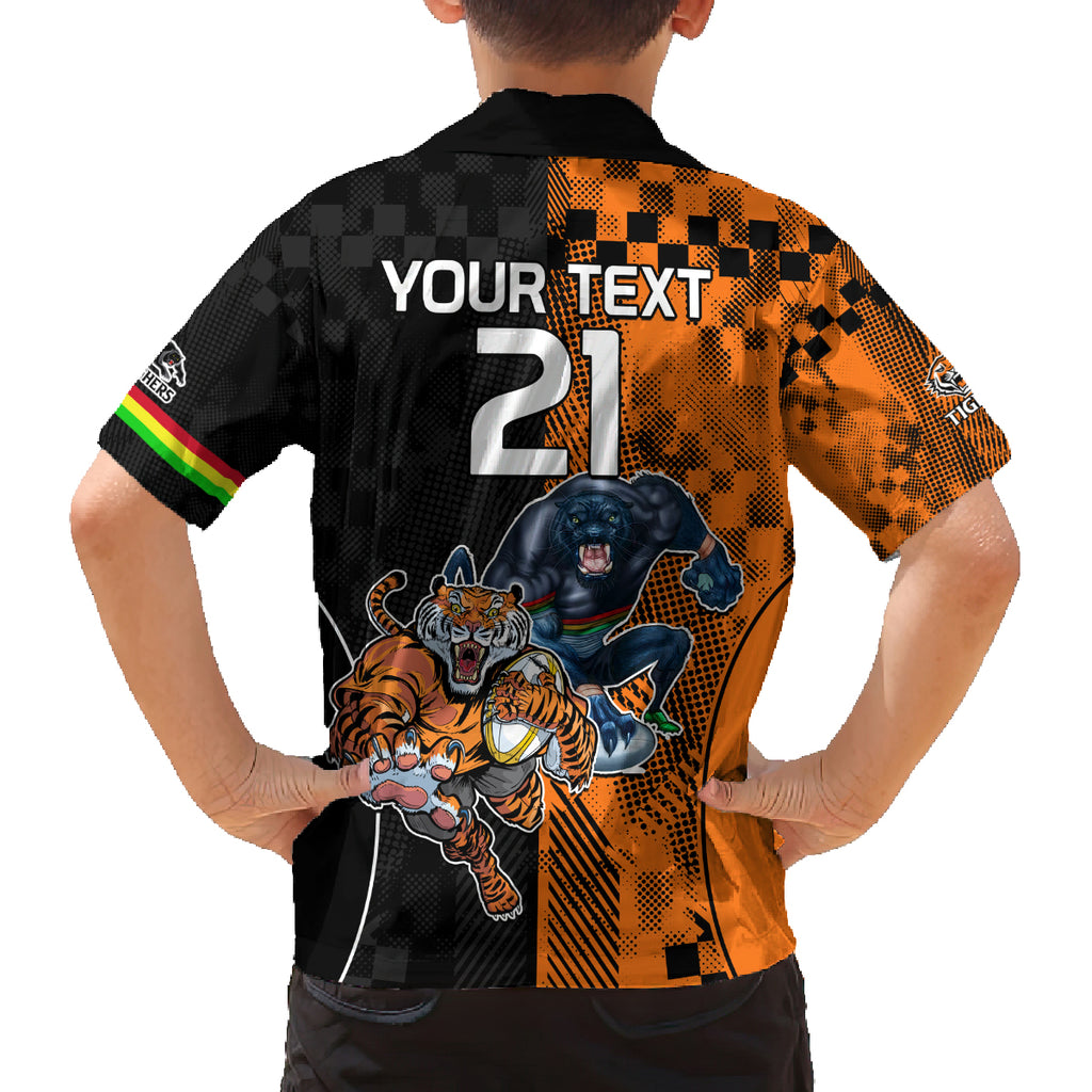 Custom NRL Tigers Combine Panthers Rugby Family Matching Long Sleeve Bodycon Dress and Hawaiian Shirt Sporty Style LT9