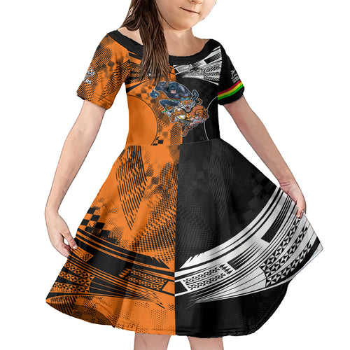 Custom NRL Tigers Combine Panthers Rugby Family Matching Long Sleeve Bodycon Dress and Hawaiian Shirt Sporty Style LT9