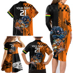 Custom NRL Tigers Combine Panthers Rugby Family Matching Long Sleeve Bodycon Dress and Hawaiian Shirt Sporty Style LT9
