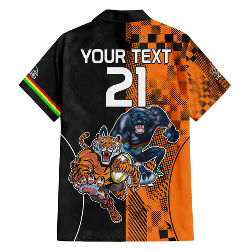 Custom NRL Tigers Combine Panthers Rugby Family Matching Off Shoulder Short Dress and Hawaiian Shirt Sporty Style LT9