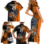 Custom NRL Tigers Combine Panthers Rugby Family Matching Short Sleeve Bodycon Dress and Hawaiian Shirt Sporty Style LT9