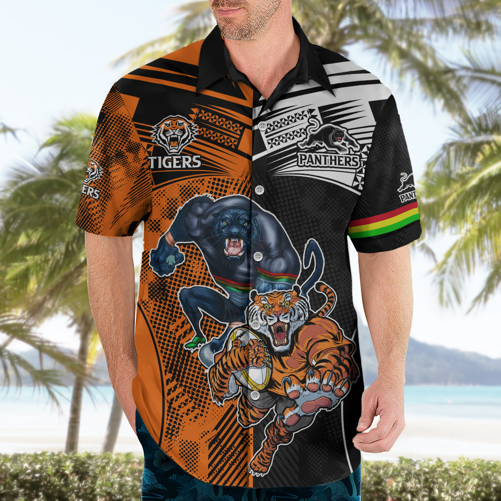 Custom NRL Tigers Combine Panthers Rugby Hawaiian Shirt Sporty Style LT9