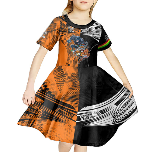 Custom NRL Tigers Combine Panthers Rugby Kid Short Sleeve Dress Sporty Style LT9