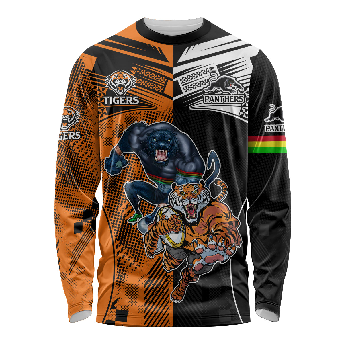 Custom NRL Tigers Combine Panthers Rugby Long Sleeve Shirt Sporty Style LT9