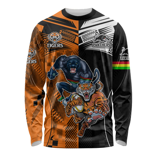 Custom NRL Tigers Combine Panthers Rugby Long Sleeve Shirt Sporty Style LT9