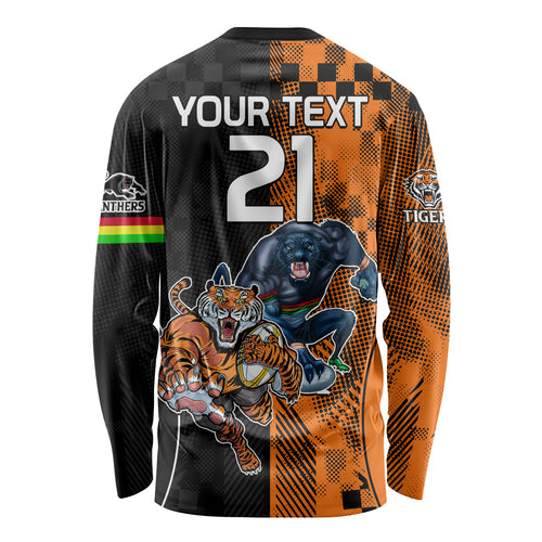 Custom NRL Tigers Combine Panthers Rugby Long Sleeve Shirt Sporty Style LT9